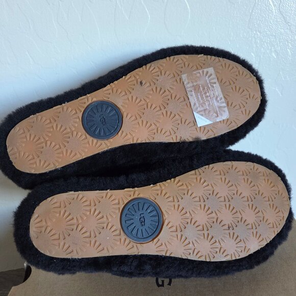 UGG Fluff Yeah Platform Slide Slipper Black Fur Sheepskin Sz Women's 9 Statement - Picture 6 of 12